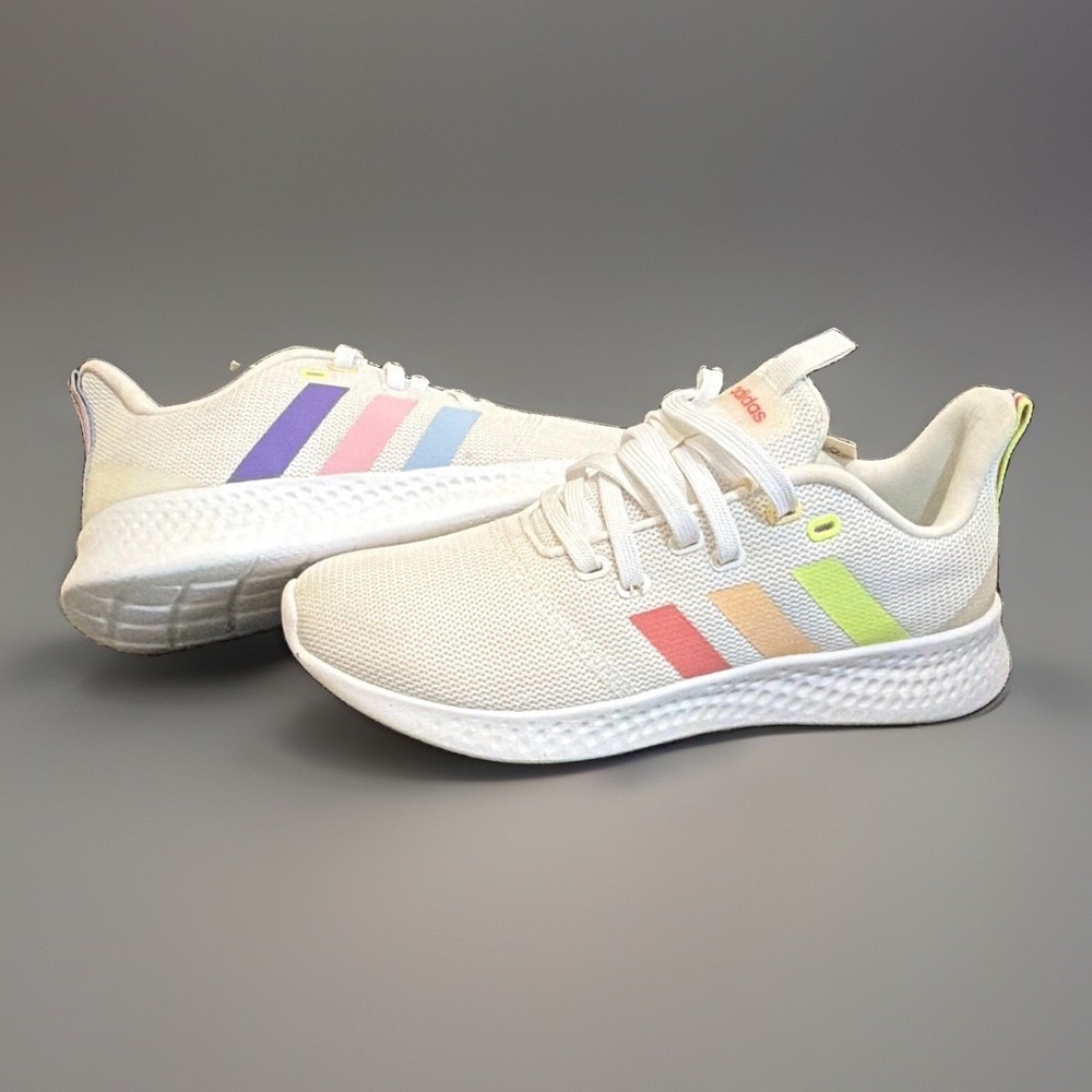Adidas Puremotion Pride GY6797 Women's 8.5 White Rainbow Sneakers Brand New
